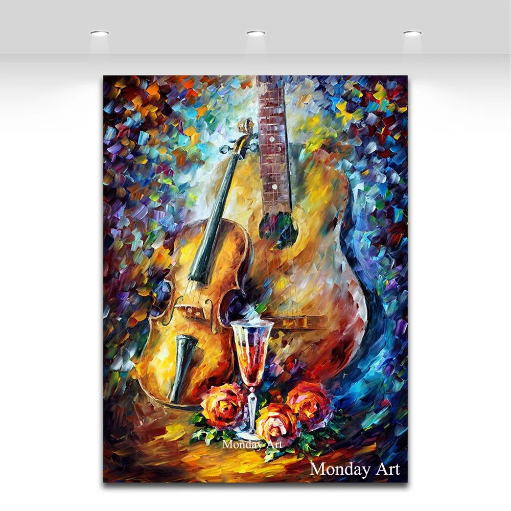 

Hand Painted Knife Gold Tree Oil Painting On Canvas Large Violin Paintings For Living Room Modern Abstract Wall Art Pictures