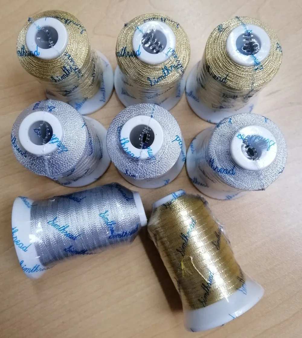 Metallic Machine Embroidery Thread Filament Gold and Silver Yarn for Most Embroidery Machine 500m* 8 ,18g  MS Type High Luster