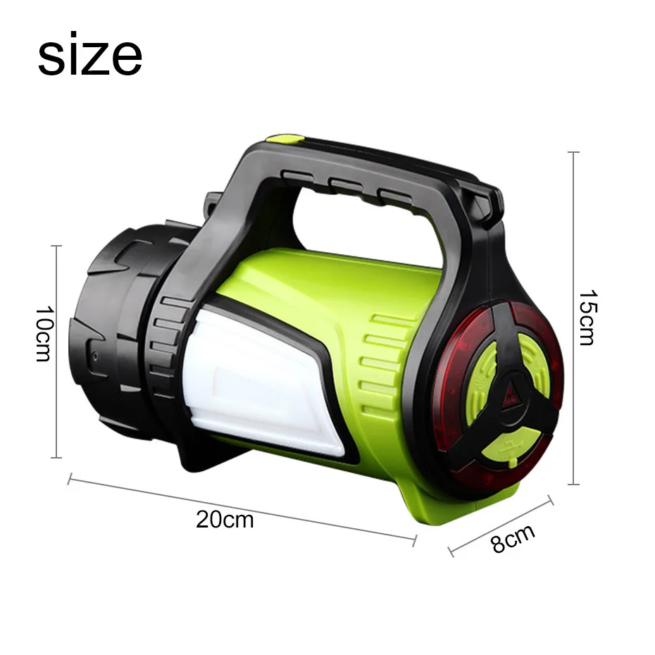 High Power LED Searchlight Lantern Built-in Battery Handheld Portable Spotlight 10 Mode Rechargeable Waterproof Flashlight Torch