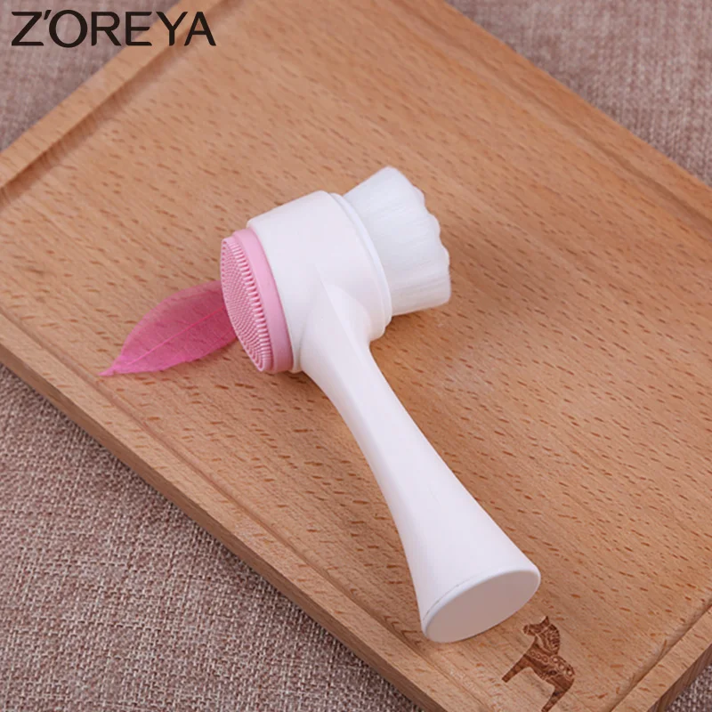 Zoreya Brand 2017 New arrive Multifunctional 3D facial makeup brushes  Cleansing Brush Spa Skin Care pink and green Z337