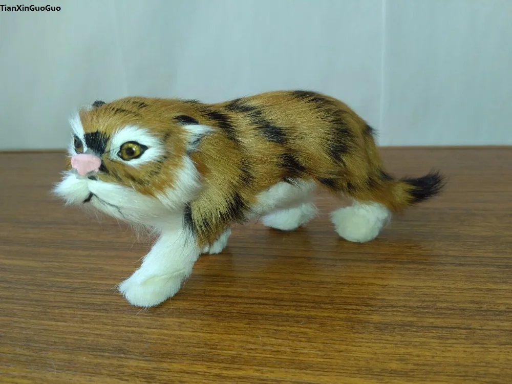 Simulation Tiger Hard Model Prop 17x9cm Polyethylene & Furs Handicraft Decoration Gift
