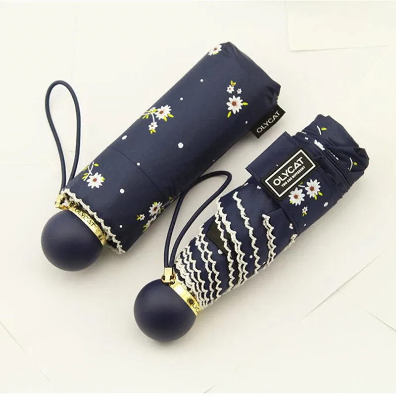 OLCAT Fashion Five folding Umbrella Women's Summer Anti-UV Paint Umbrella Mini Portable Pocket Umbrella