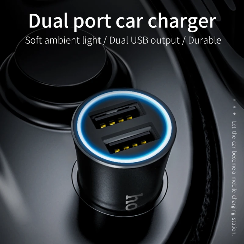 HOCO 5V 3.1A Dual USB Car Charger Phone Charging Adapter Double Ports Car-charger for iphone X XS Max Samsung S10 S9 Xiaomi 9