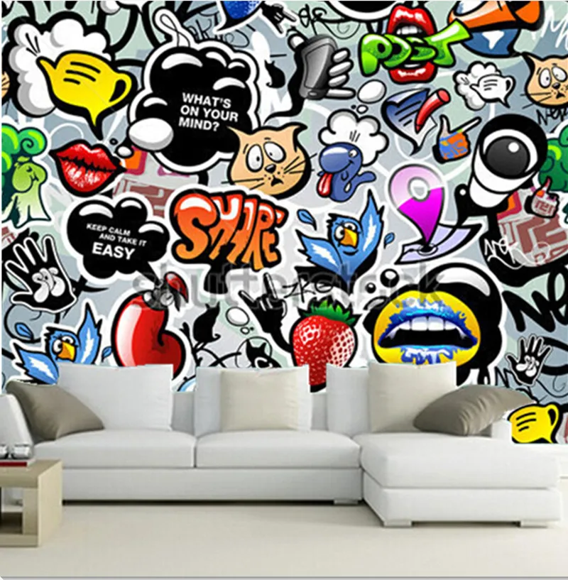 

Custom 3D large murals,beautiful all kinds of lovely graffiti papel de parede ,living room sofa TV wall bedroom wall paper