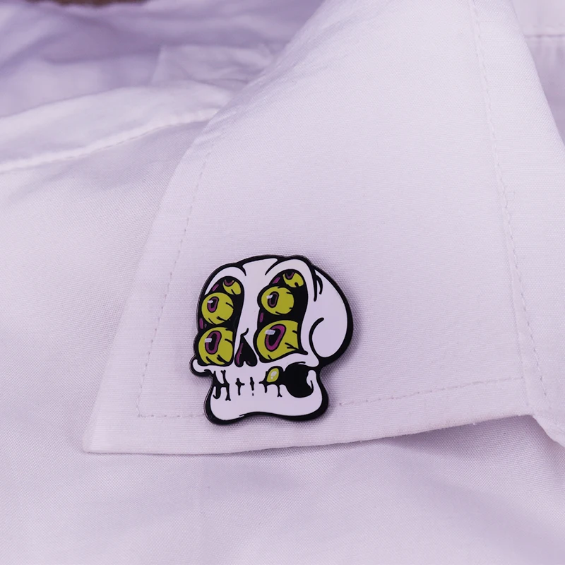 eyes skull horror enamel pin