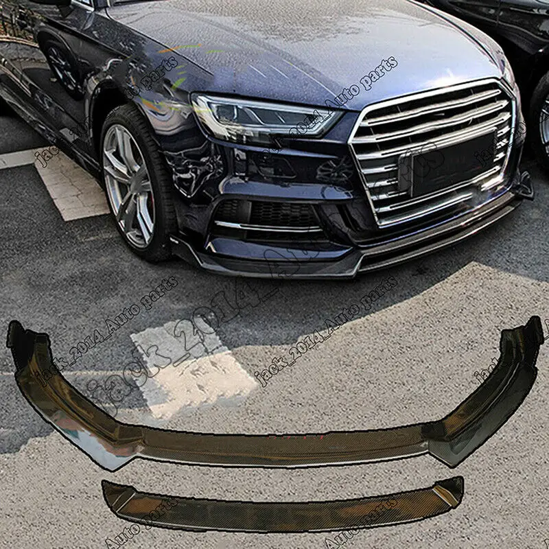 

For Audi S3 A3 2017-2018 Real Carbon Fiber Front Bumper Spoiler Lip Refit 2pcs/set