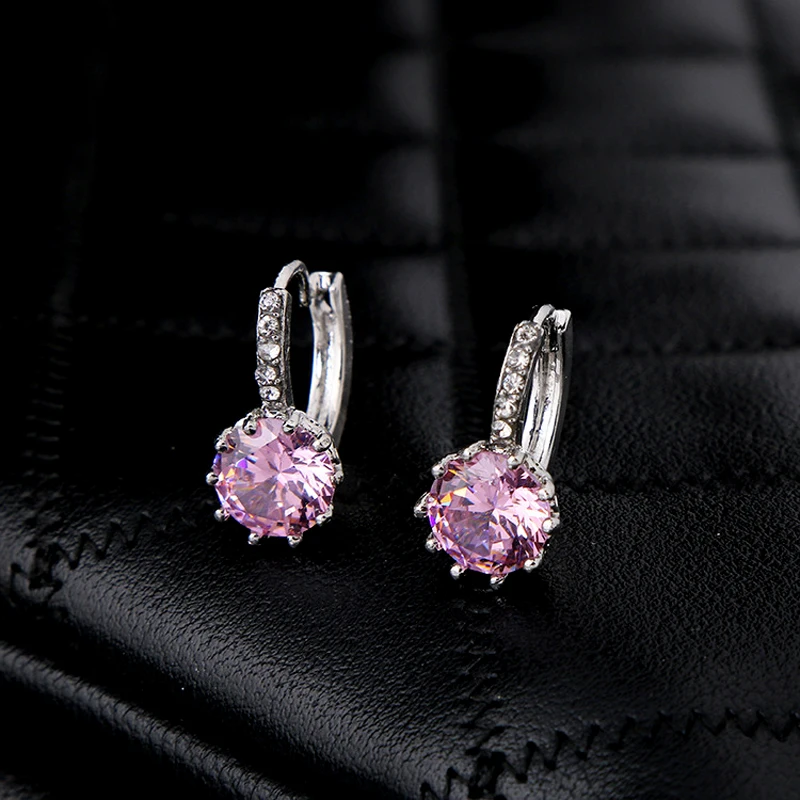 Fashion Colorful Gems Cubic Zirconia Stud Earrings For Women Vintage Crystal Earrings Statement Women Wedding Jewelry