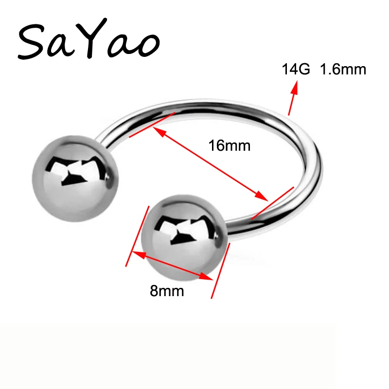 2mm Bar Stainless Steel Barbell Horseshoe Ring