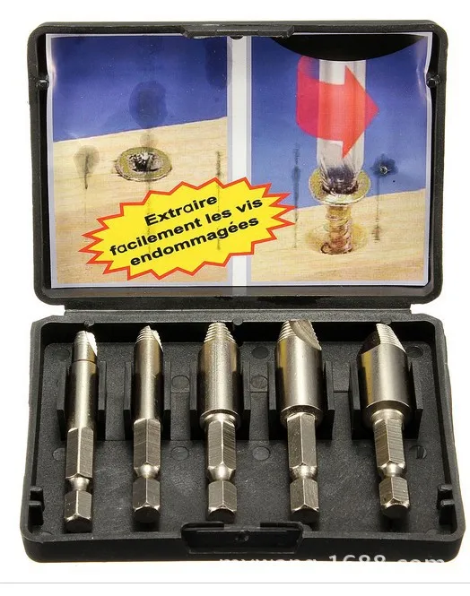 HSS 4241 wood Broken head screw extractor Remove and demolition of screw with broken sliding teeth 0# 1# 2# 3# 4# 1/4 hex shank