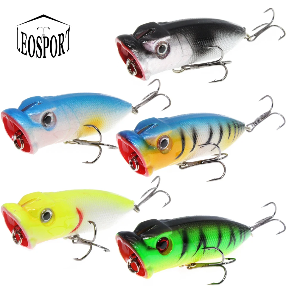 LEOSPORT 1pcs/lot 7cm/12g Popper Fishing Lure Hard Fishing Baits Top Water Lure Saltwater Fishing Lures for Pike Bass Pesca