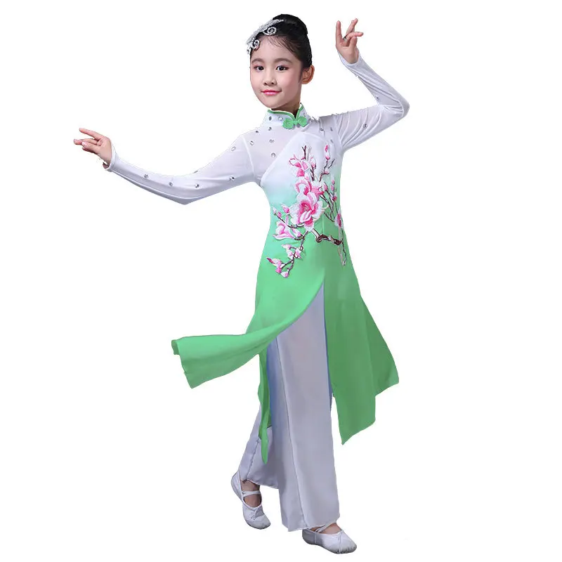 New children's classical dance costumes girls umbrella dance fan dance costumes girls ethnic dance elegant