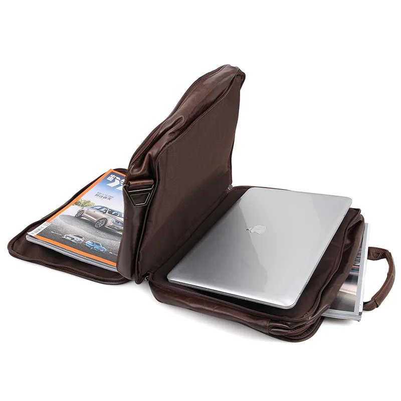 Maleta de couro genuíno vintage para homens, portfólio de viagens de negócios, alta qualidade, portfólio de negócios, A4, 15.6 ", laptop, M7093