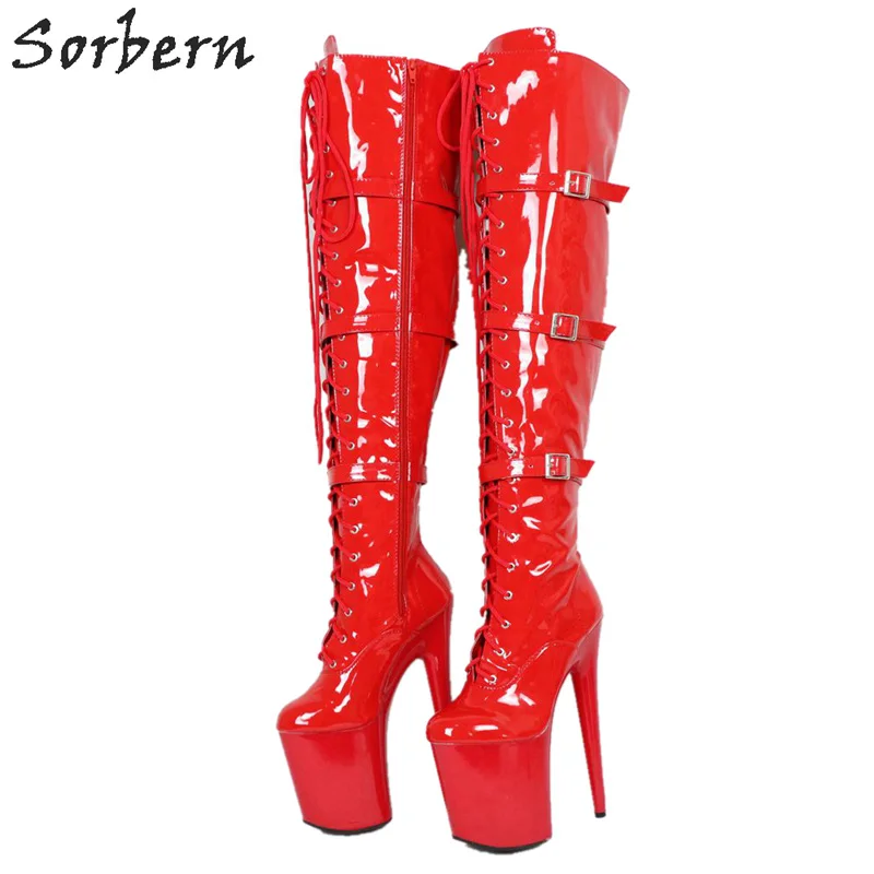 

Sorbern Classic Extreme High Heel Boots For Women Mid Thigh High Ladies Boot Thick Platform Custom Shaft Length Width Boots