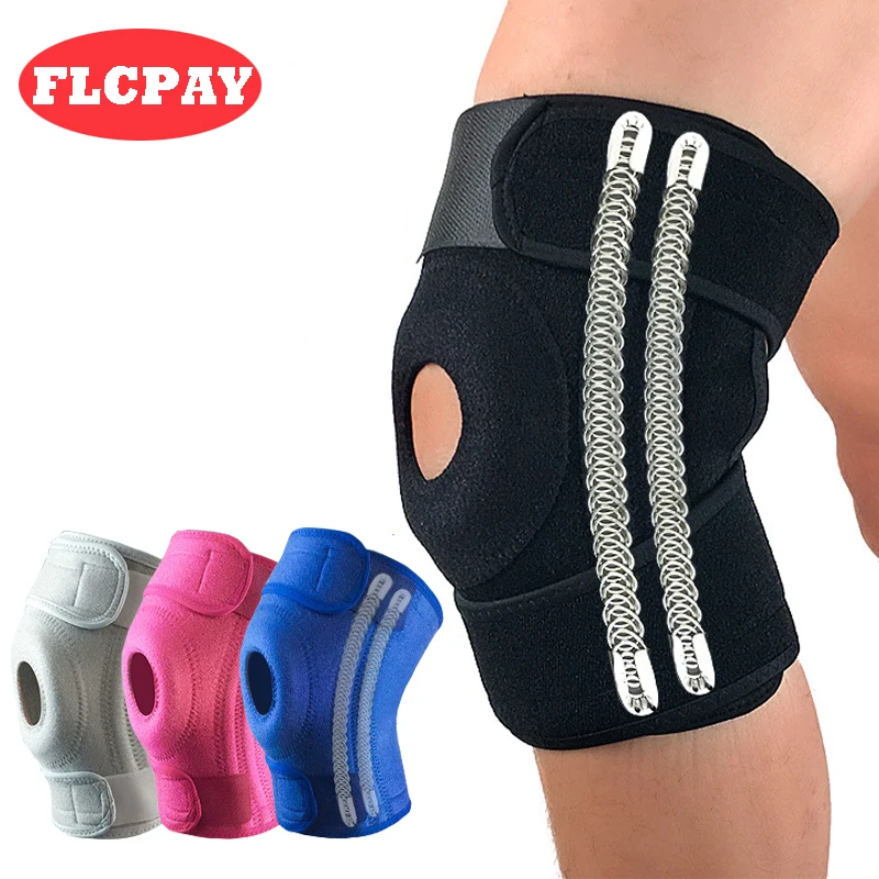 1 PCS Adjustable Running Volleyball Knee Protector Spring Support Knee Sleeves Sports Safety Fitness Weight Lifting Knee Pads