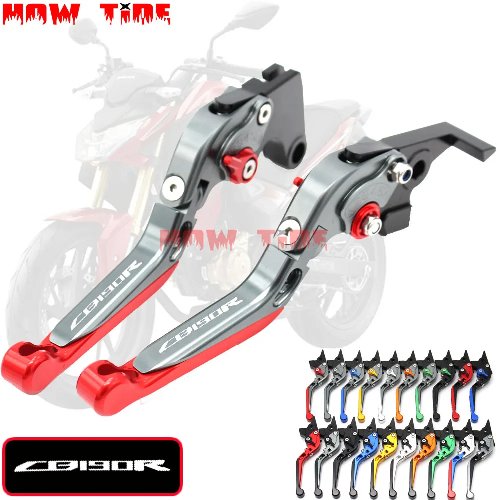 With Logo Motorcycle Folding Extendable CNC Moto Adjustable Clutch Brake Levers For Honda CB 190R CB190R CB 190 R 2015-2017 2016