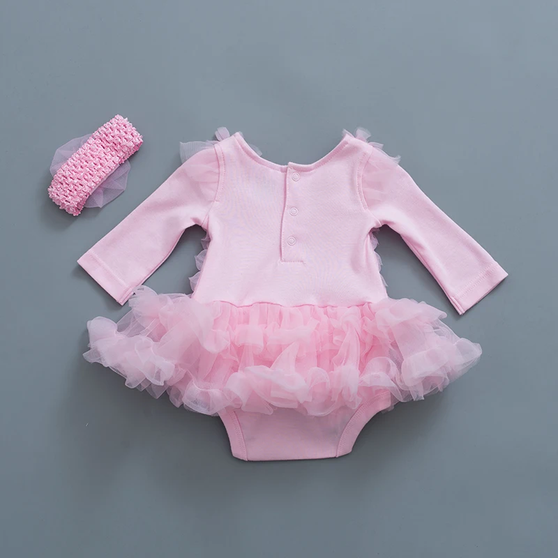 Ruffles Baby Girl Party Dress Autumn Long Sleeve Kids Girls Lace Princess Dresses for Newborn Clothing Sets