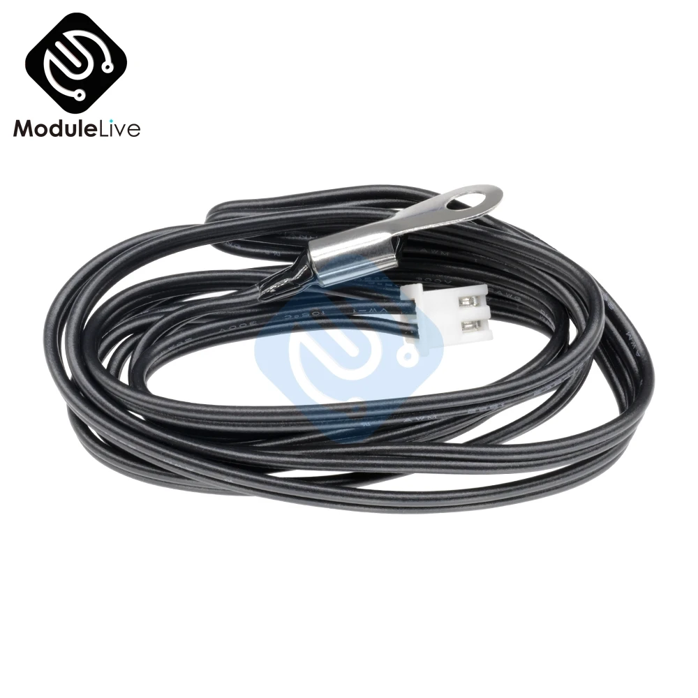 2PCS W1401 W1209 100cm 1m Waterproof NTC 10K 1% 3950 Thermistor Accuracy Temperature Sensor Cable Wire Probe Fixed Mounting Hole