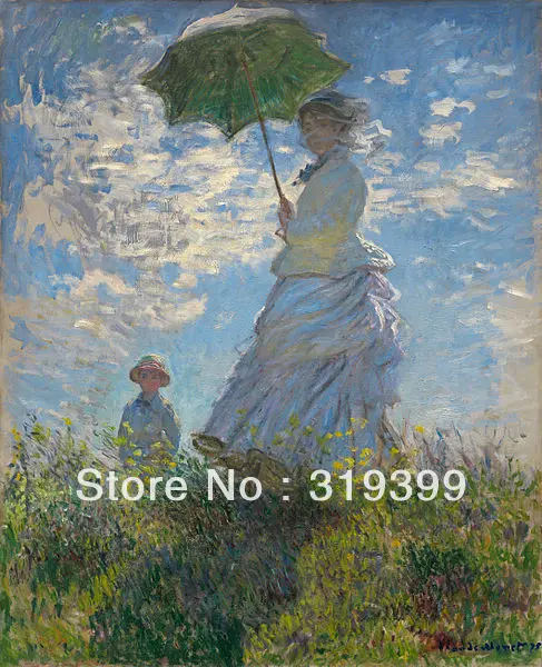 

100% handmade Oil Painting Reproduction on linen canvas with Museum quality,Woman with a Parasol by Claude Monet