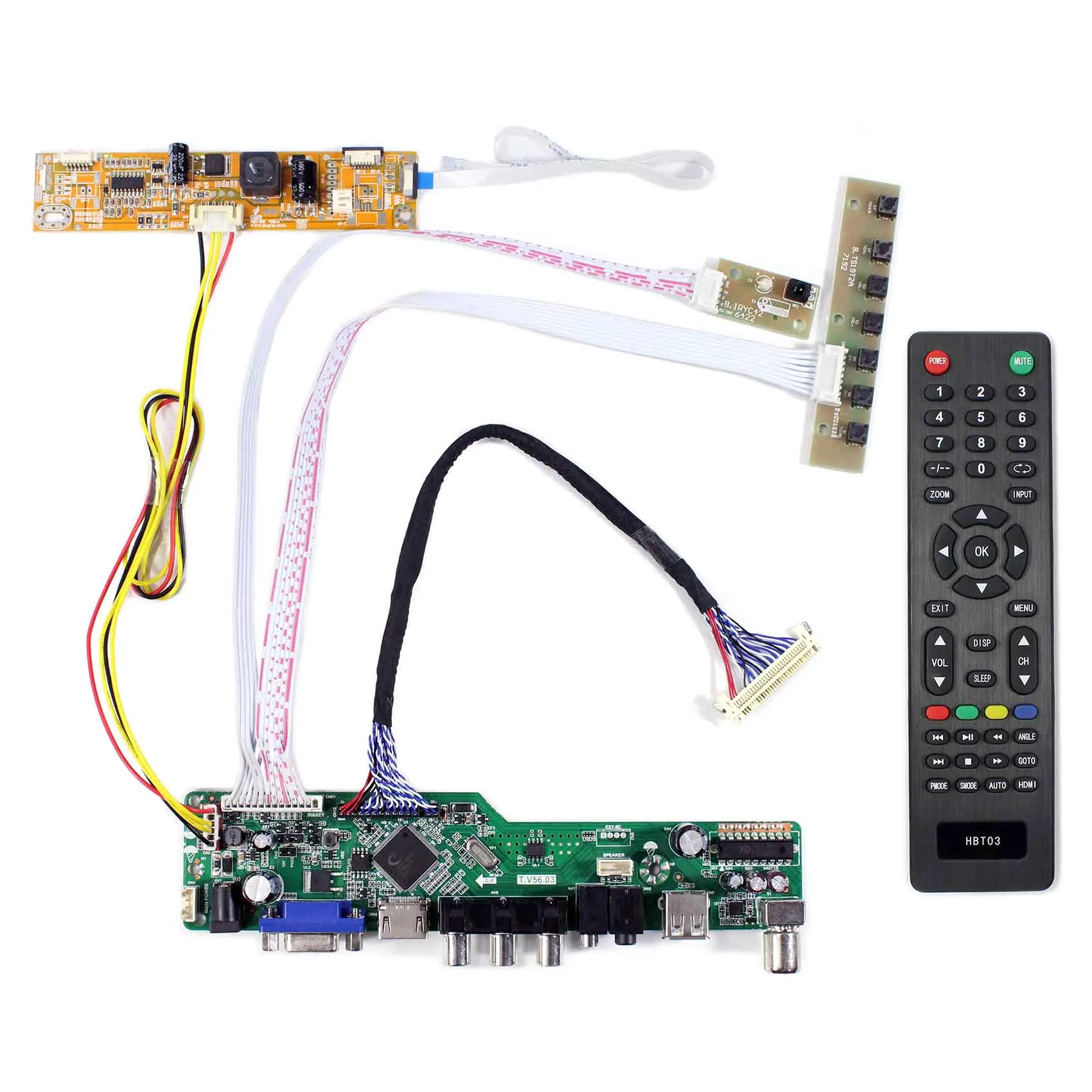 

HD MI VGA AV USB LCD Driver Board Board Size 188x43x17mm 1440x900 USB Support Video for 19inch LCD Screen MT190AW02 V3