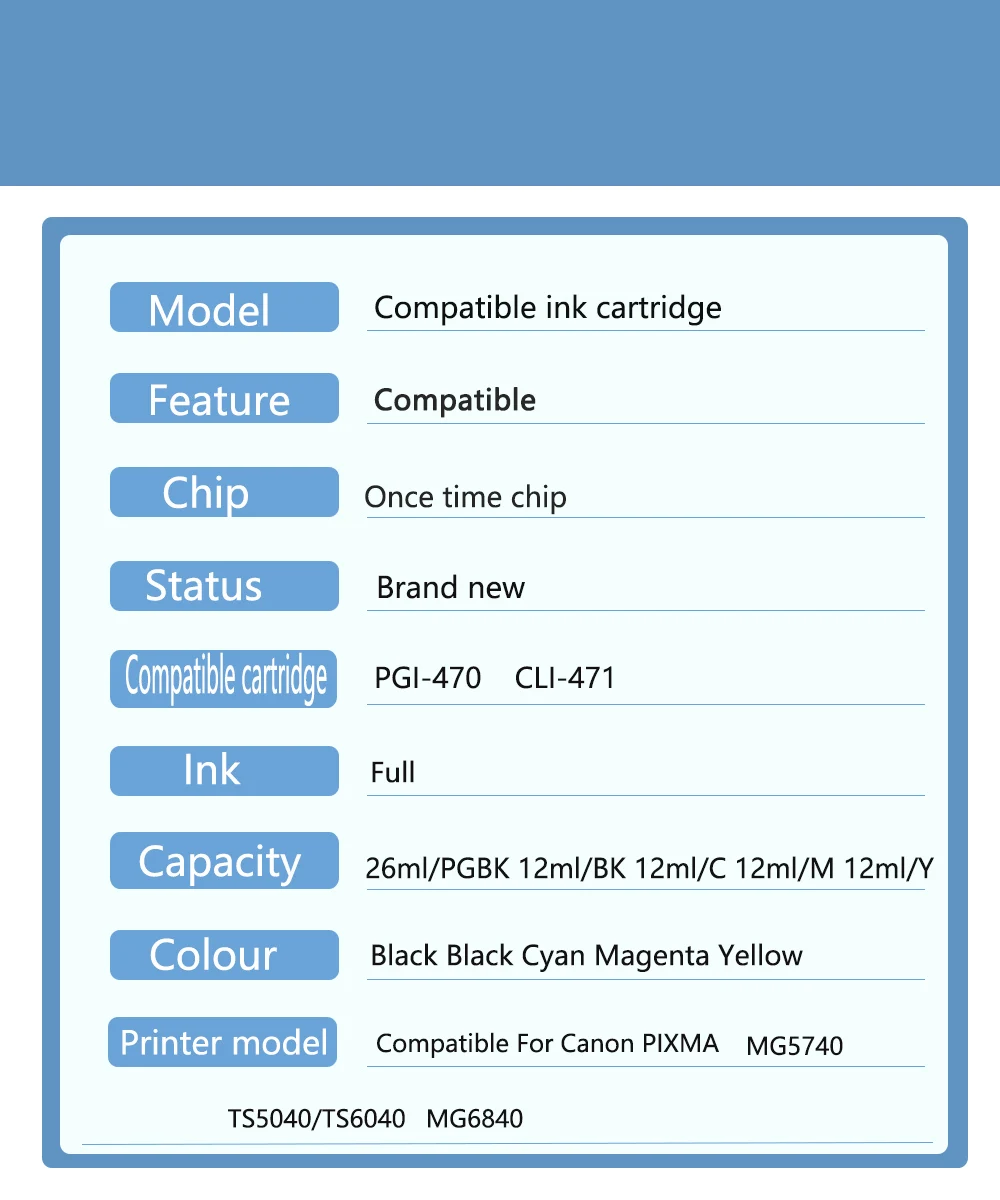 BLOOM PGI 470 CLI 471 compatible ink cartridge for canon PIXMA  TS5040 TS6040  MG7740 TS8040 TS 8040 TS 9040 TS9040 Printer