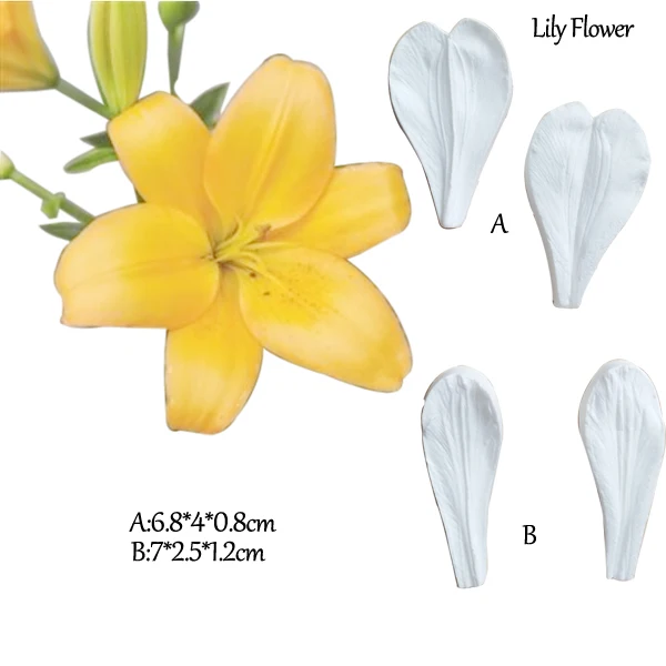 Narcissus&Peruvian Lily Petal Veiner&Cutters Silicone Mould Fondant Flowers Cake Decorating Chocolate Gumpaste Sugarcraft cs362