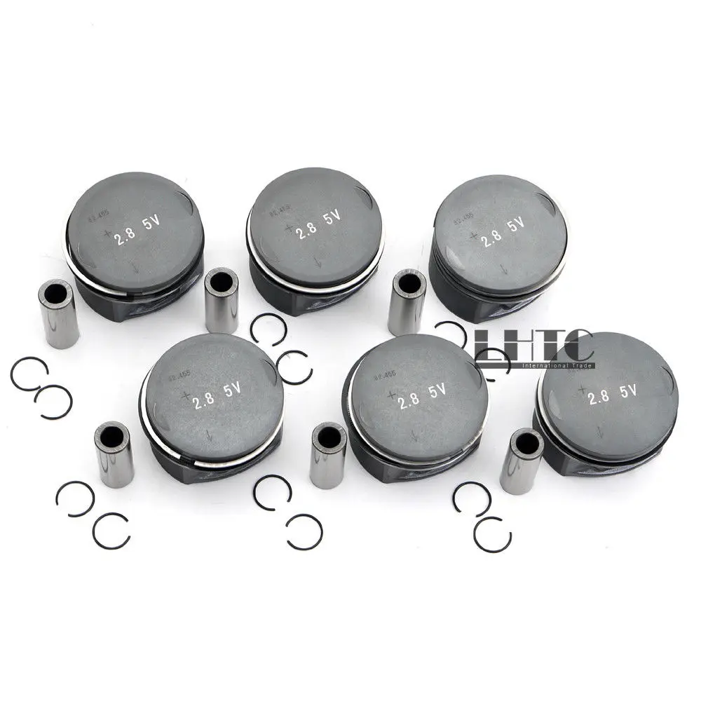 6x Pistons Rings Set 82.50mm STD 21mm Wrist For V W Passat AUDI A4 A6 A8 2.8 V6(OE# 078107065AF /06A198151C /N 905 583 01