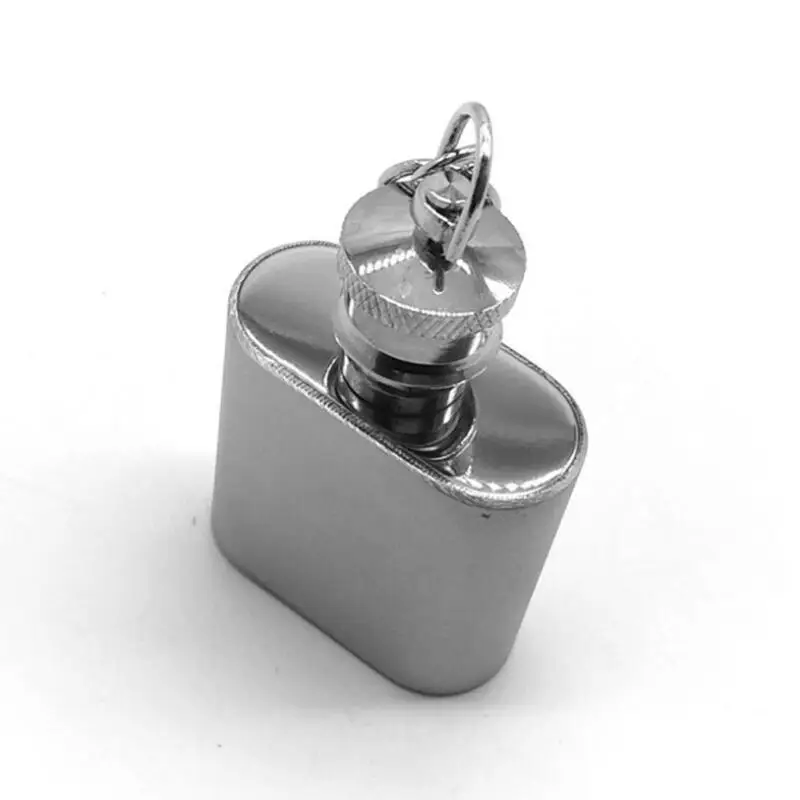 1oz Mini Hip Flask Strap Stainless Steel Metal Portable Pocket Flagon Alcohol Wine Bottle With Keychain LX7412