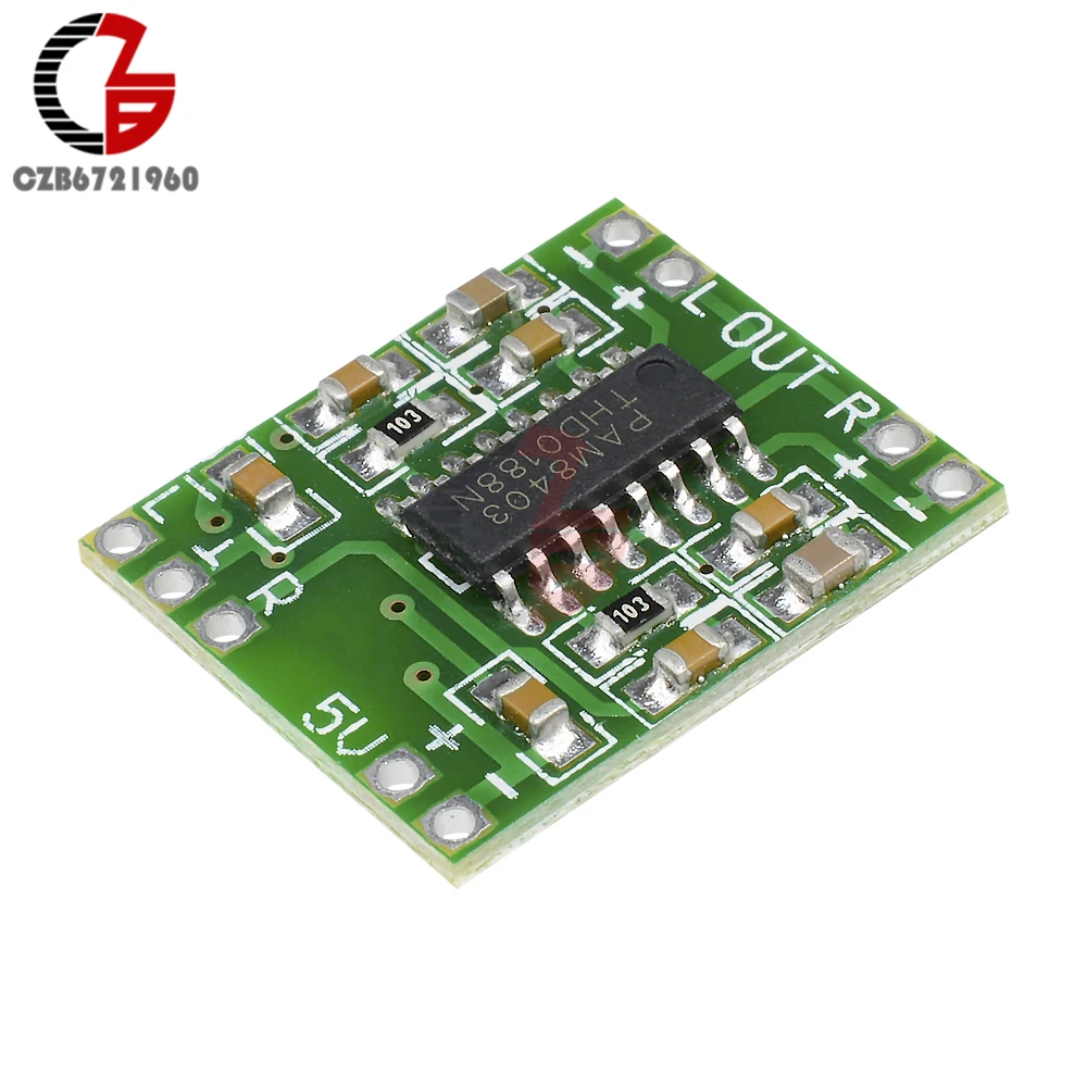 2x3W 2 Channel Mini Digital Power Amplifier Board PAM8403 Class D Stereo Audio Amplifier Module 5V USB Power Supply for Arduino