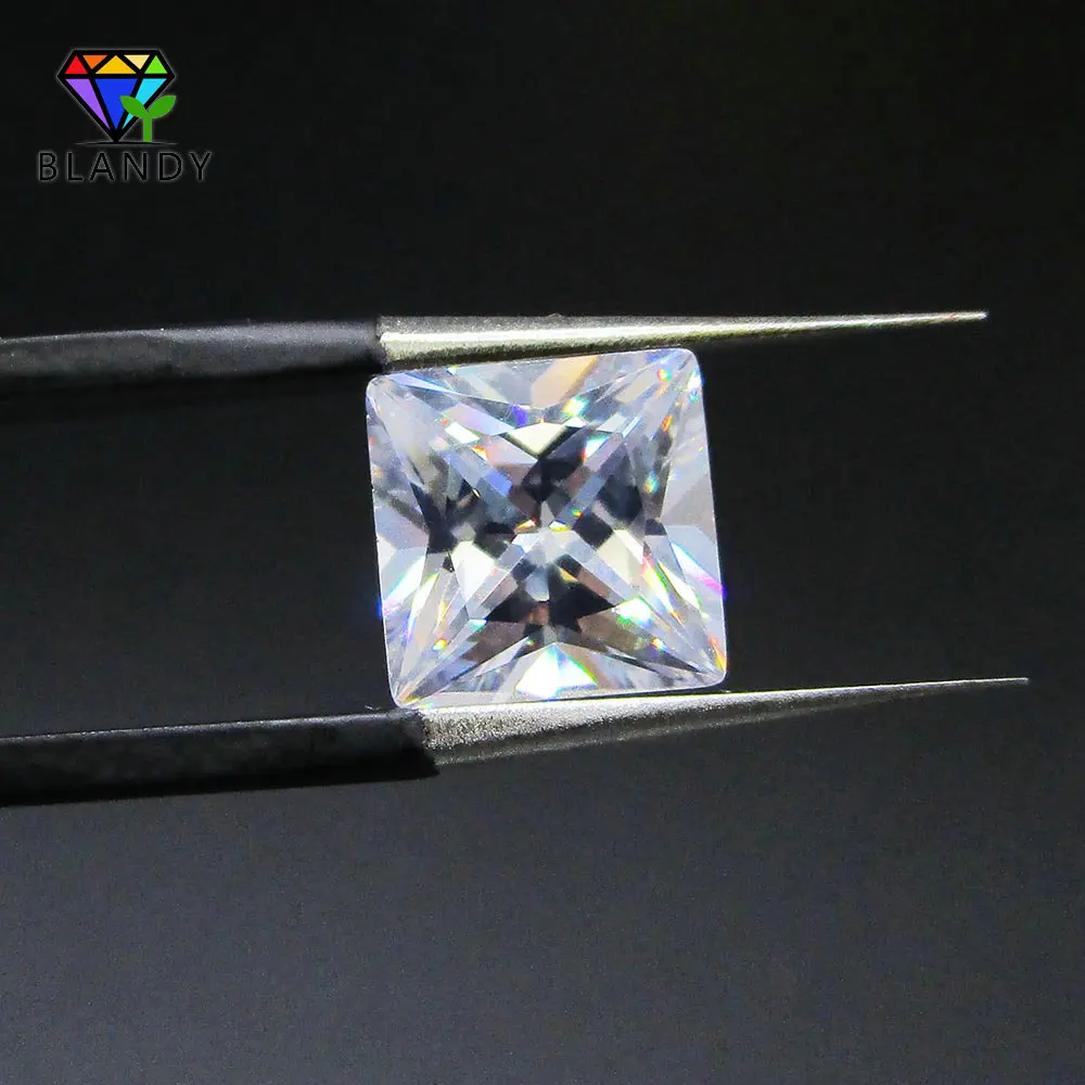 Size 1.5*1.5mm~12*12mm 5A Square Shape White Cubic Zirconia Stone Princess Cut Loose CZ Gems For Sale