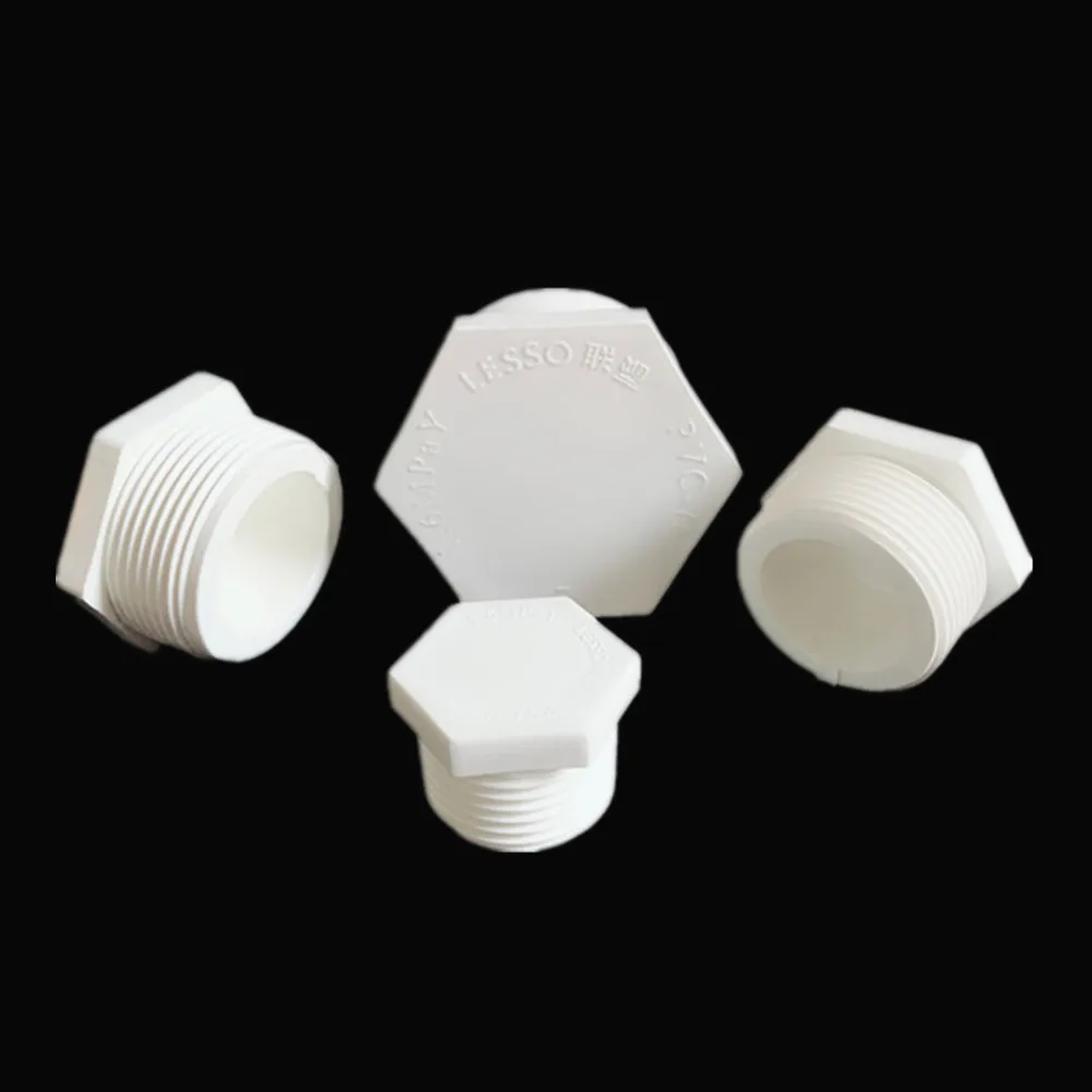 

UPVC 1/2" 3/4" 1" Male Thread Plastic Pipe Hex Head Plastic End Cap Plug Fitting Plastic Connector Adapter