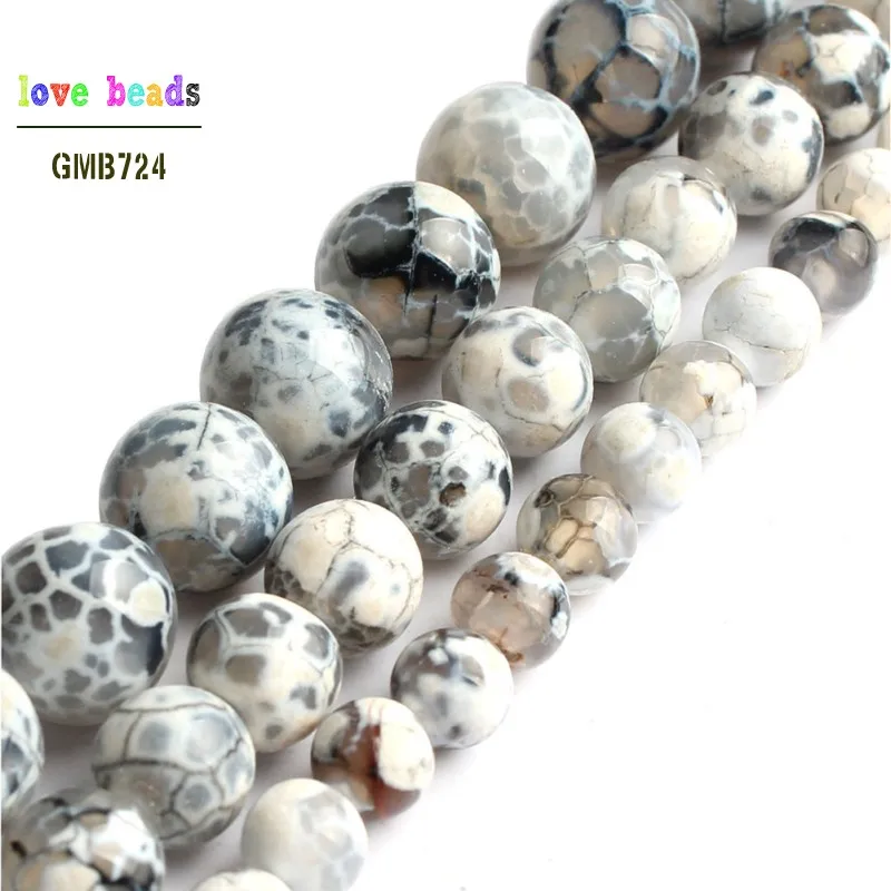 Wholesale White Fire Agates Onyx Round Stone Beads For Jewelry Making Diy Bracelet 15inch/strand 6/8/10mm