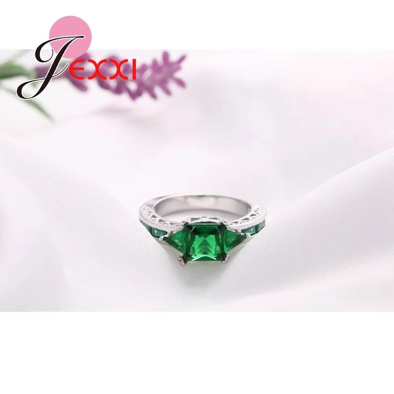 Hot Selling Green Rings 925 Sterling Silver  Party Rings Brand Design Women Engagement Wedding Ring Gift