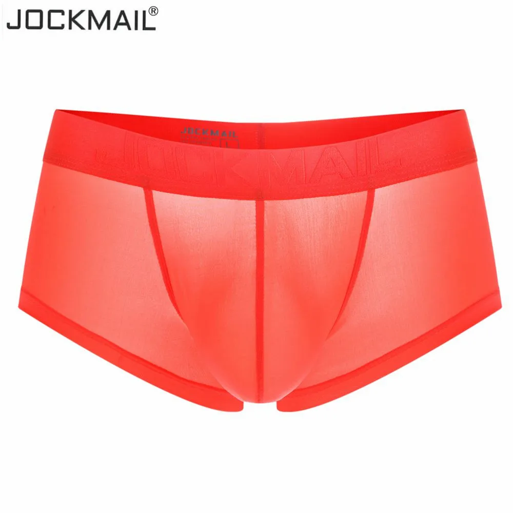 JOCKMAIL Ultra-thin Ice Sexy Underwear Men Boxers Solid Convex Mens Underpants Short Panties Slip Homme Cueca Gay Male Boxers