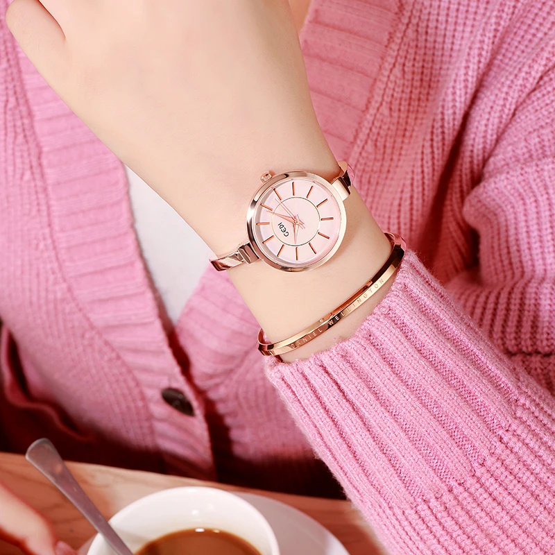 GEDI Simple Gold Watches for Women Big Dial Fashion Clock Female Wristwatch Top Women\'s Watch New Water Resistant reloj mujer