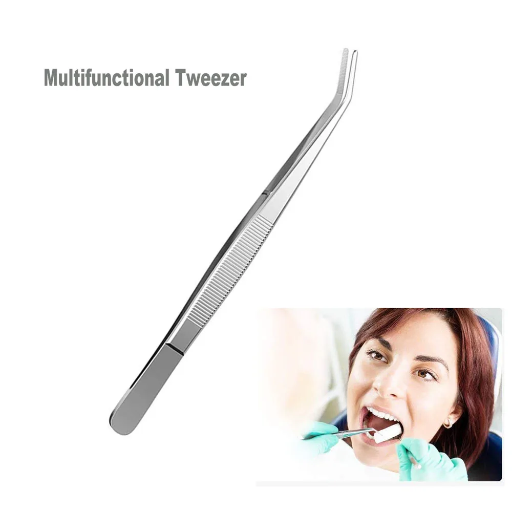 Dental Tweezer Dentist Tweezers Serrated Angled Forceps Tweezers Beak Dressing Pliers Surgical