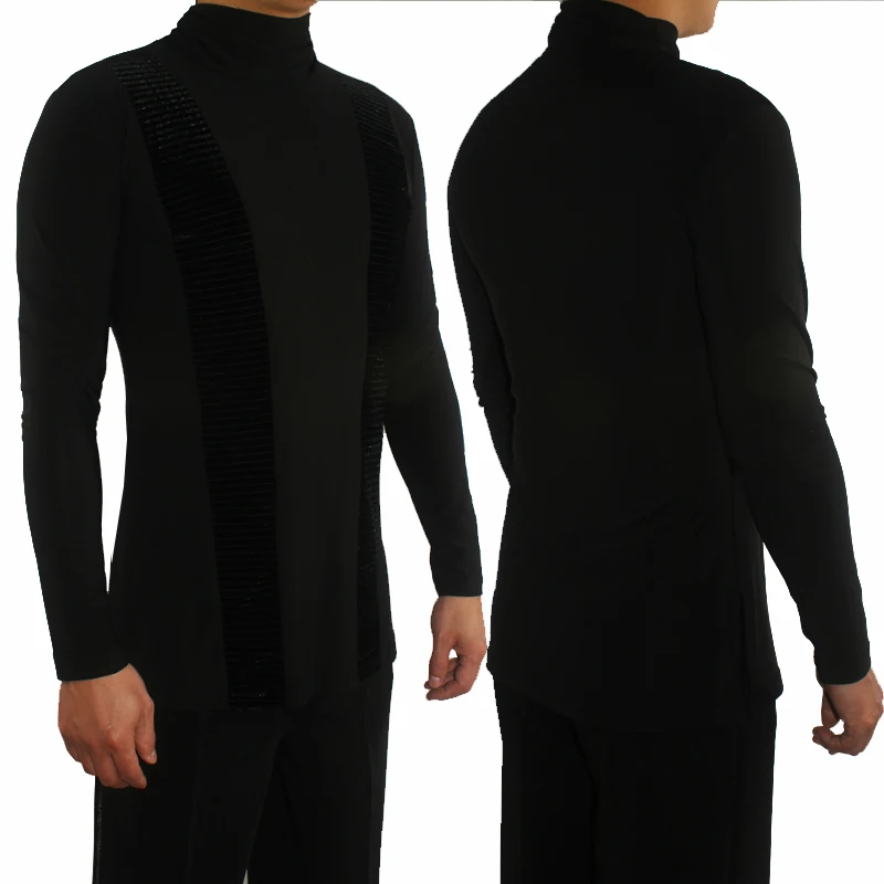 Latin Dance Shirt Men Long Sleeve Ballroom Salsa Cha Cha Samba Rumba Perform Dancing Tops Male Practice Wear Clothes DNV10360