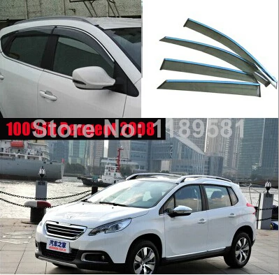 For Peugeot 2008 2014 2015 2016 Window Wind Deflector Visor Rain/Sun Guard Vent new Car Accessories Stickers