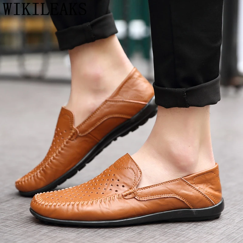 Mens Casual Shoes Hot Sale Leather Shoes Men Loafers Big Size Designer Shoes Men High Quality Sepatu Slip On Pria Erkek Ayakkabi