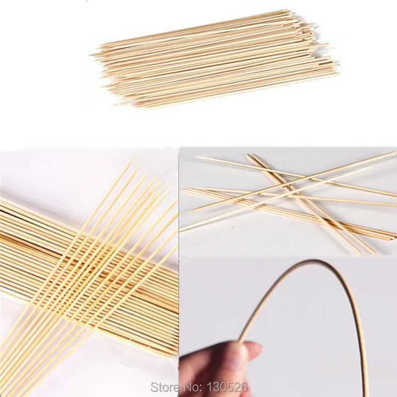 50Pcs 15~40cm 3mm Bamboo New Disposable Wooden BBQ Party Skewers Natural Bamboo sticks Meat Food Barbecue Sticks Accessories