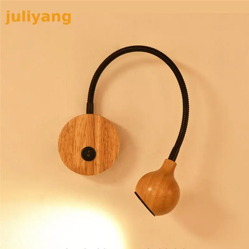 Nordic wood Wall light With Switch 5w led  free turn Adjustable bedhead Bedside Reading Light for Bedroom Decoration