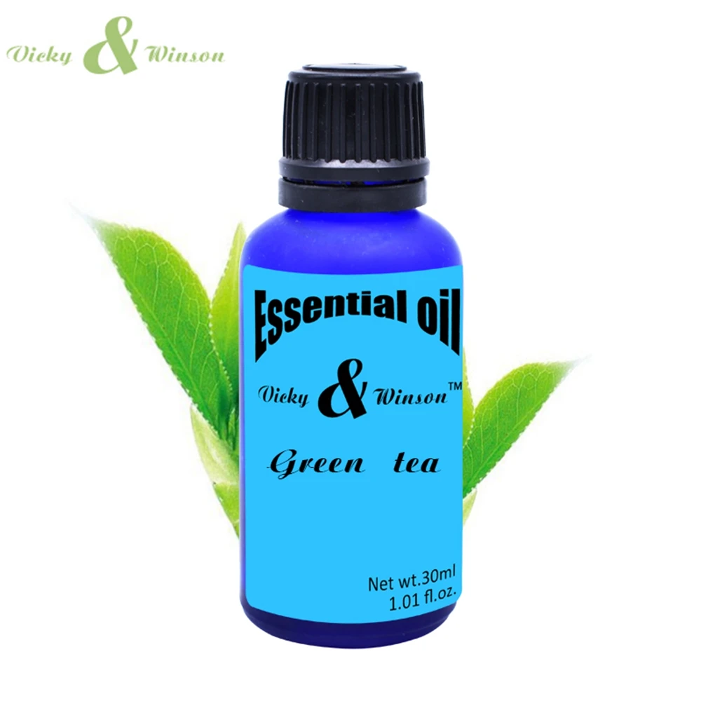 Vicky & Winson Groene Thee Aromatherapie Essentiële Oliën 30Ml Luchtbevochtiger Plant Water-Oplosbare Slaap Essentiële Olie Ontgeuringseffect