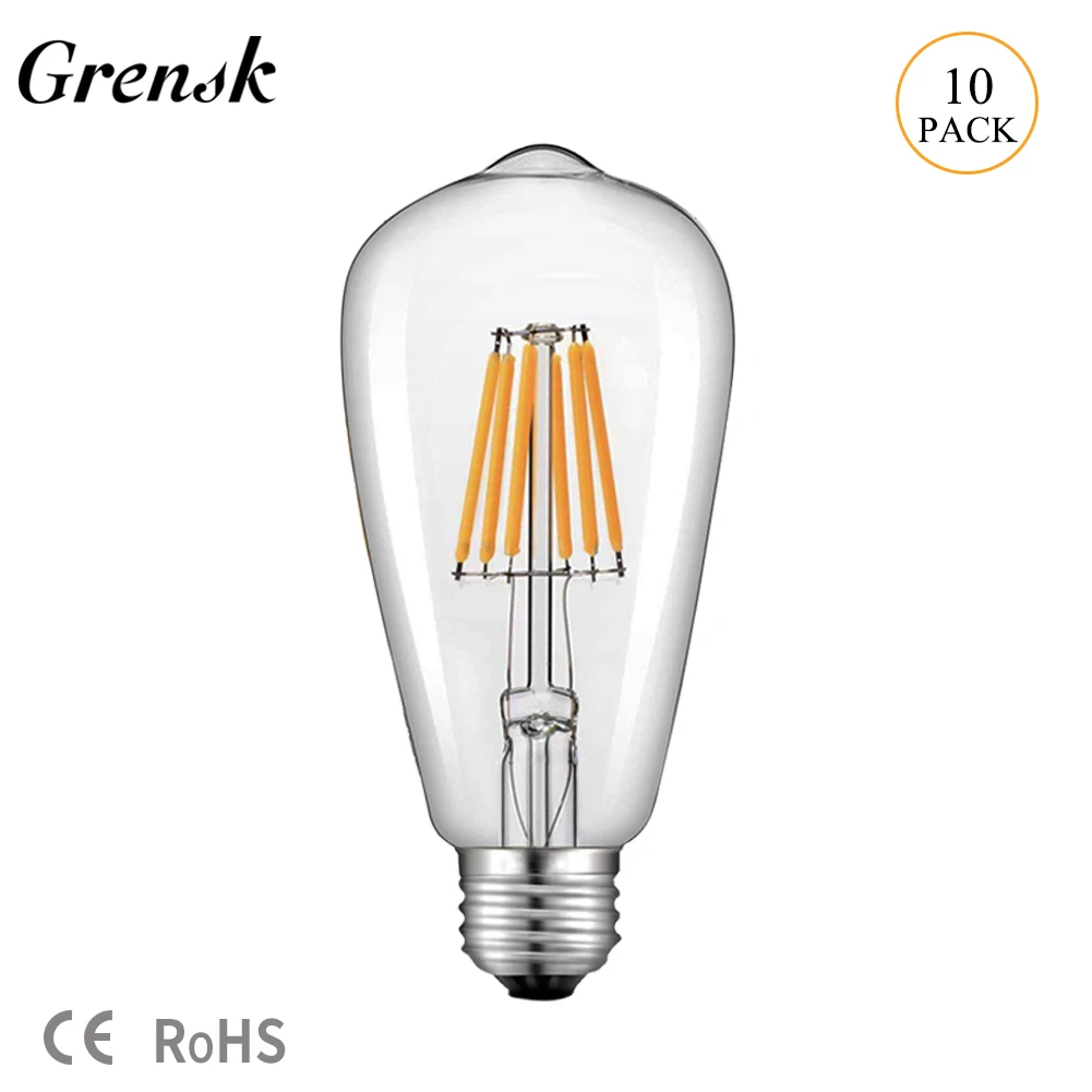 Grensk DC 12V 24V żarówka ST58 E27 żarówki Led białe światło dzienne 4500K niskiego napięcia 6W W jasne szkło Led lampa ciepły biały 2700K