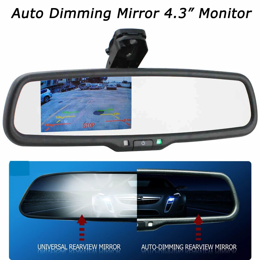 ANSHILONG Car Rear View Parking System Kit with Auto Dimming Mirror 4.3