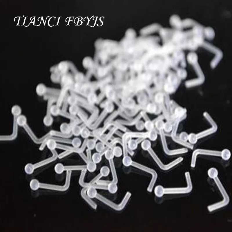 100pcs L shape nose Studs acrylic 20G nose Bone Body jewelry Piercing Nose rings Lip Eyrbrow Bar