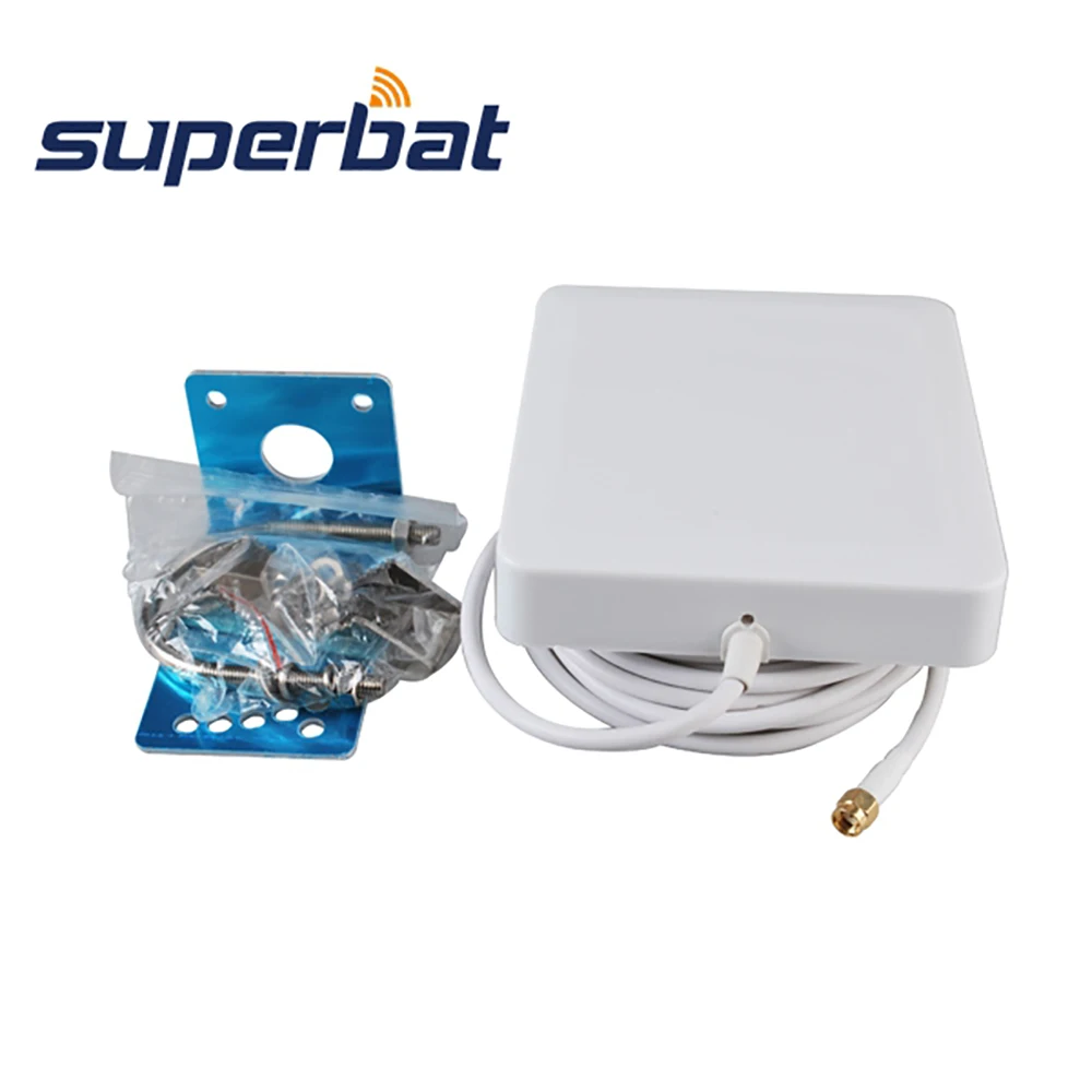 Superbat 10dbi 2300-2700Mhz Signal Booster 4G LTE Antenna 140*120*25mm Aerial Panel Mount RP-SMA Male 3M Cable for Huawei 4G