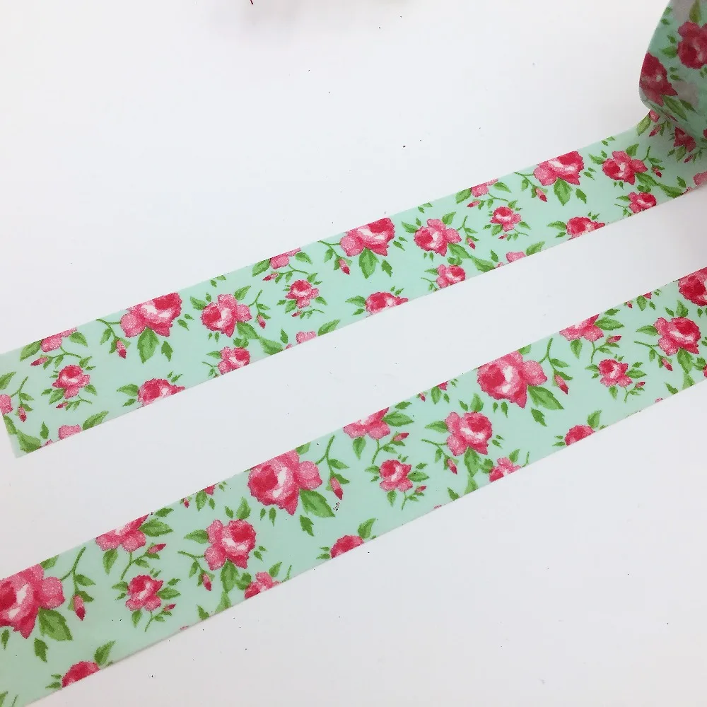 Lovely lift washi tape/wider 20mm*10m washi tape/green background red flower masking paper tape