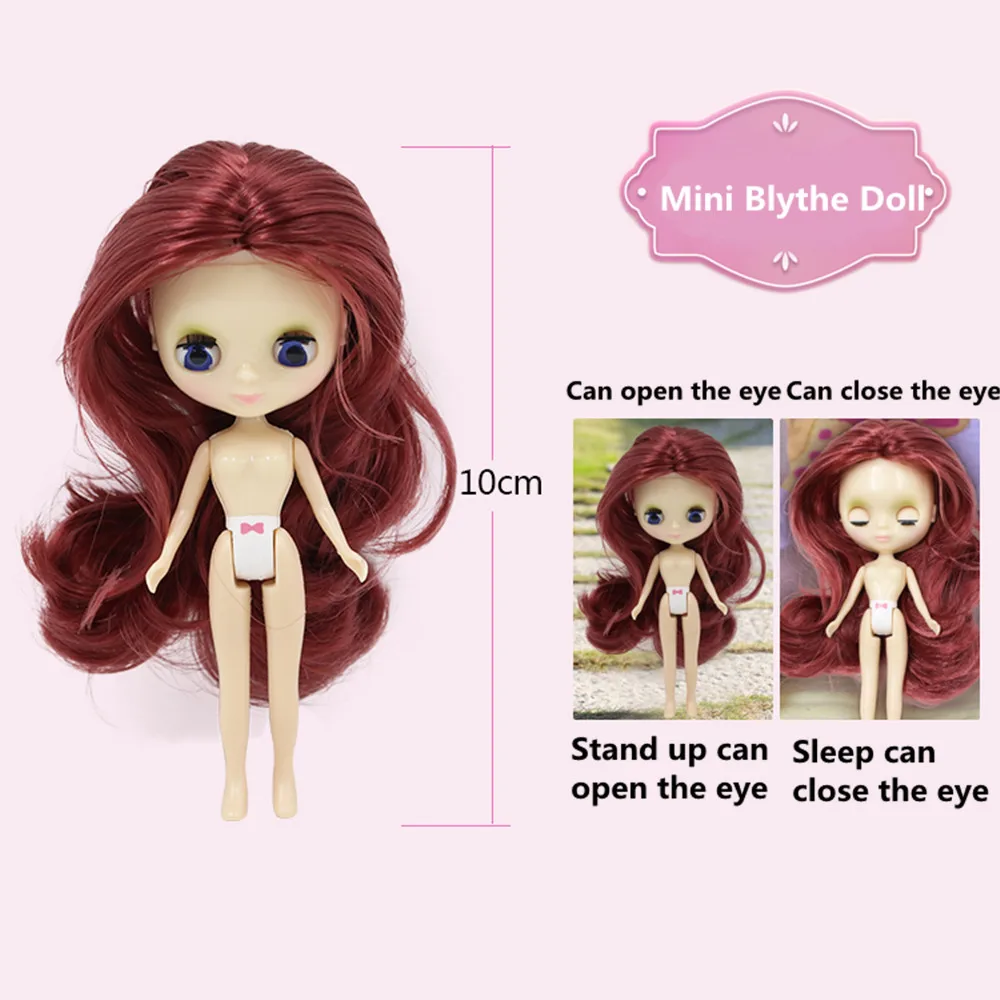 Fashion style mini blyth doll colour hair Medium hairstyle nude factory doll fashion girl toys 11cm without clothes