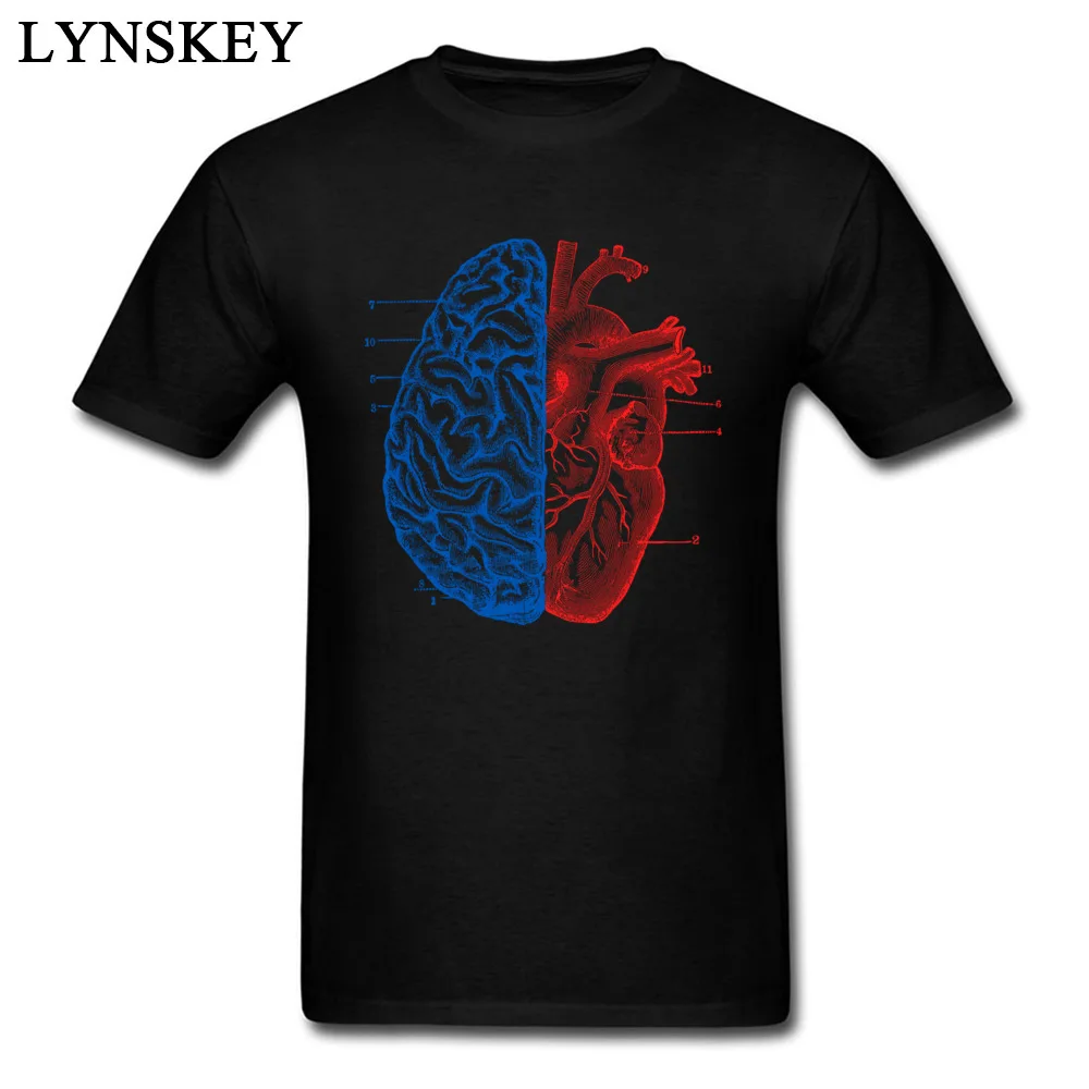 Novelty Design Heart And Brain T-shirt Men Casual Style Cotton Tops Tee Shirts Unfading Printing Clothing