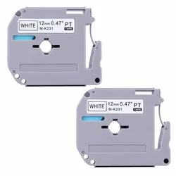 2 Pack Label Tape Compatible for Brother M Series Label Tape Cartridge M-K231 MK231 M231 12mm x 8m 1/2