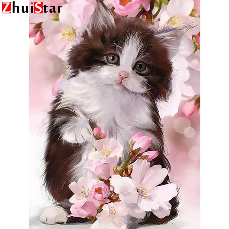 Full square diamond 5D DIY diamond painting animal cat embroidery cross stitch rhinestone mosaic home decor gift XY1